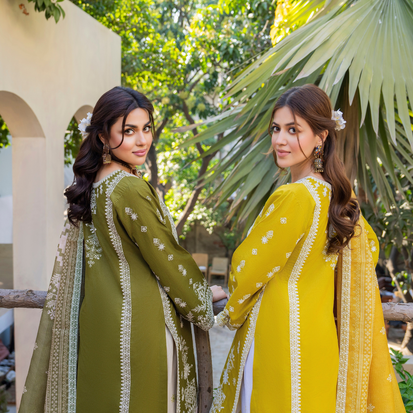 KC-1441 Embroidered Chikenkari Cambric Cotton Farshi Shalwar Ready to Wear 3 Pc - Karma Collection