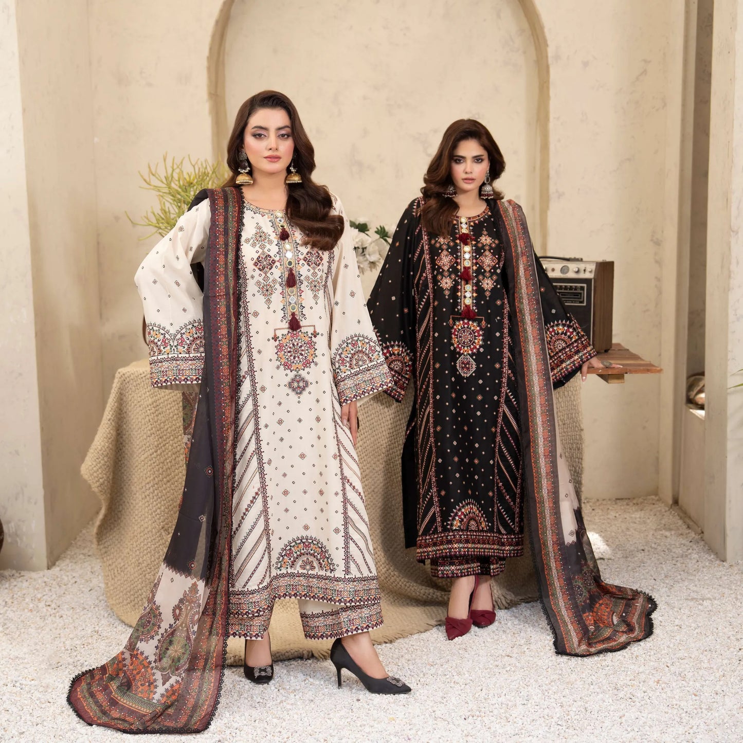 KC-1570 "Tabeer" Embroidered Festive Cambric Cotton Collection by Karma Collection