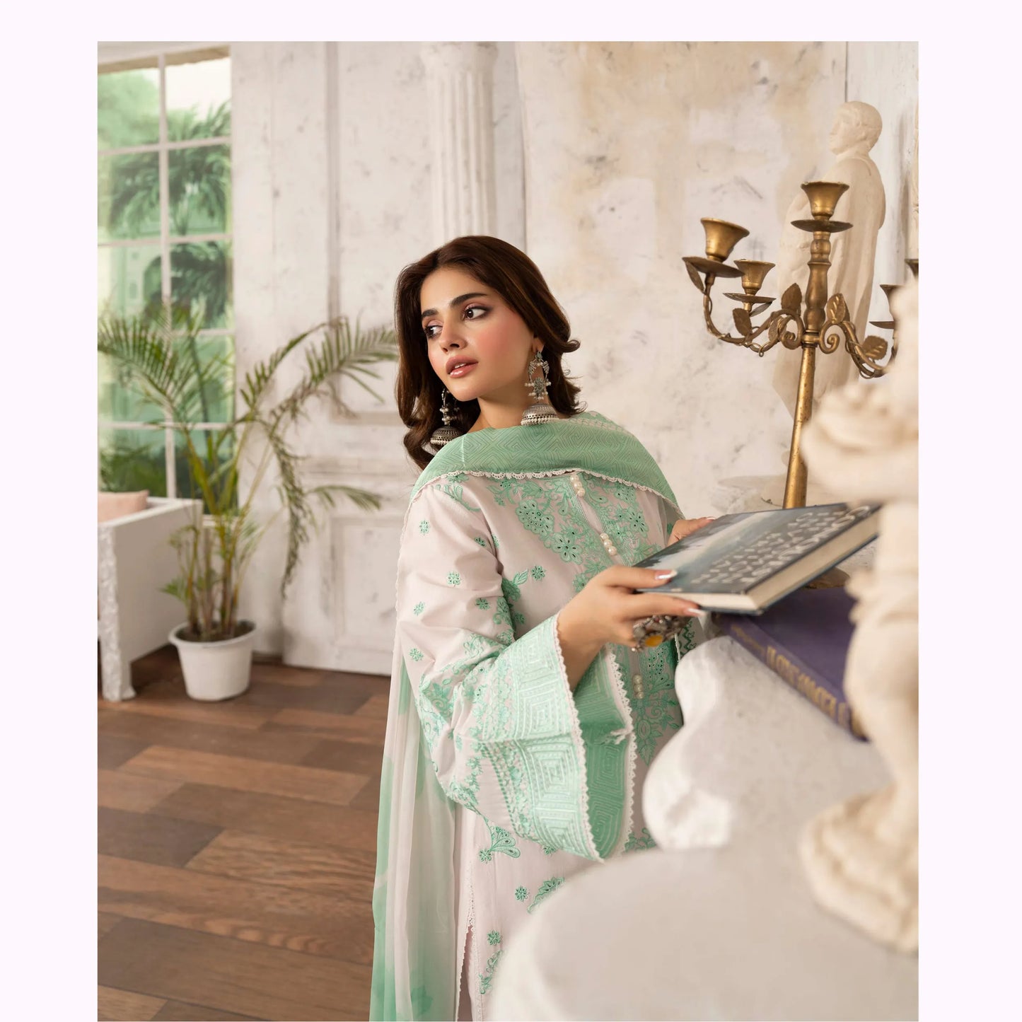 KC-1571 "Tabeer" Embroidered Festive Cambric Cotton Collection by Karma Collection