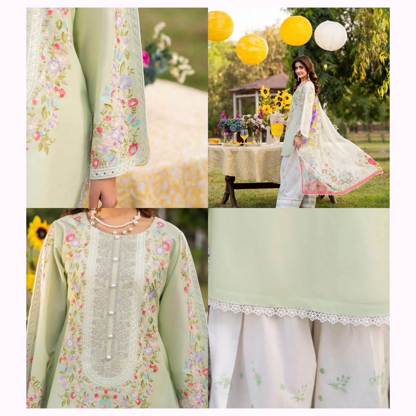 KC-1575 "Sunheri" Embroidered Festive Cambric Cotton Collection by Karma Collection