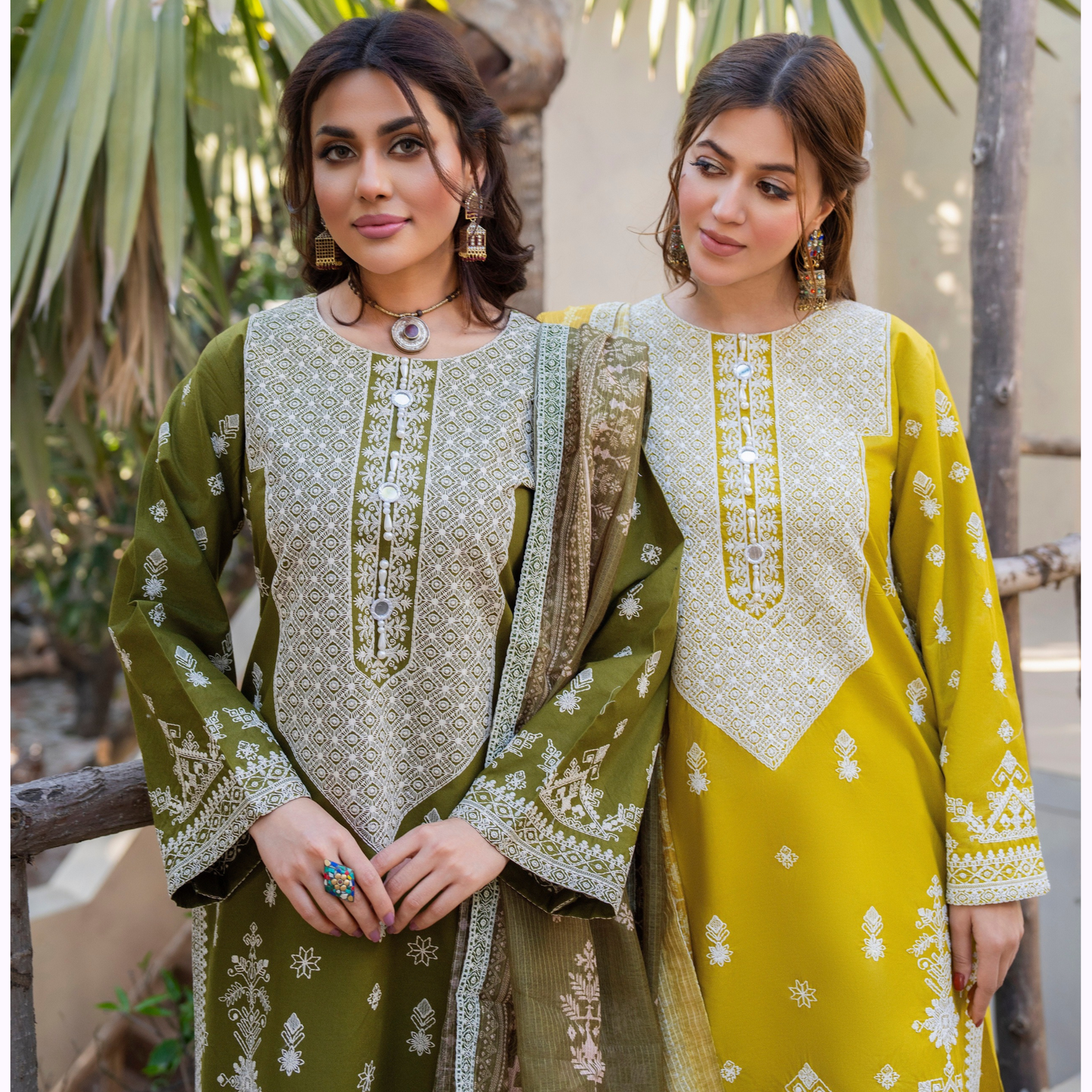 KC-1441 Embroidered Chikenkari Cambric Cotton Farshi Shalwar Ready to Wear 3 Pc - Karma Collection
