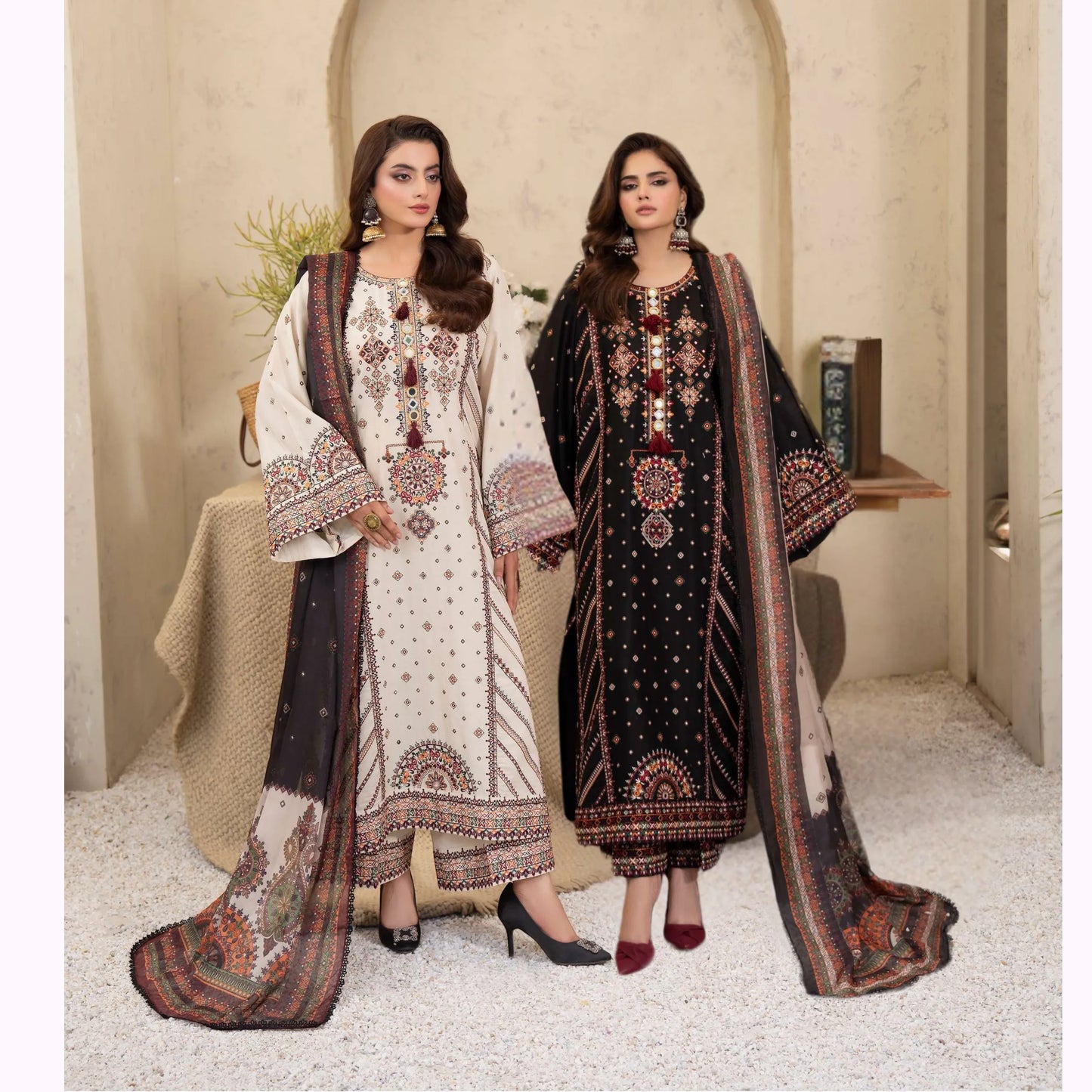 KC-1570 "Tabeer" Embroidered Festive Cambric Cotton Collection by Karma Collection