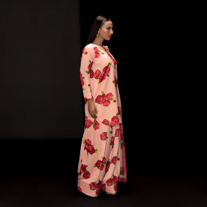 UA-82 Trendy Printed Silk Farshi Shalwar 3 Pc Ready to Wear Collection-Umnaa