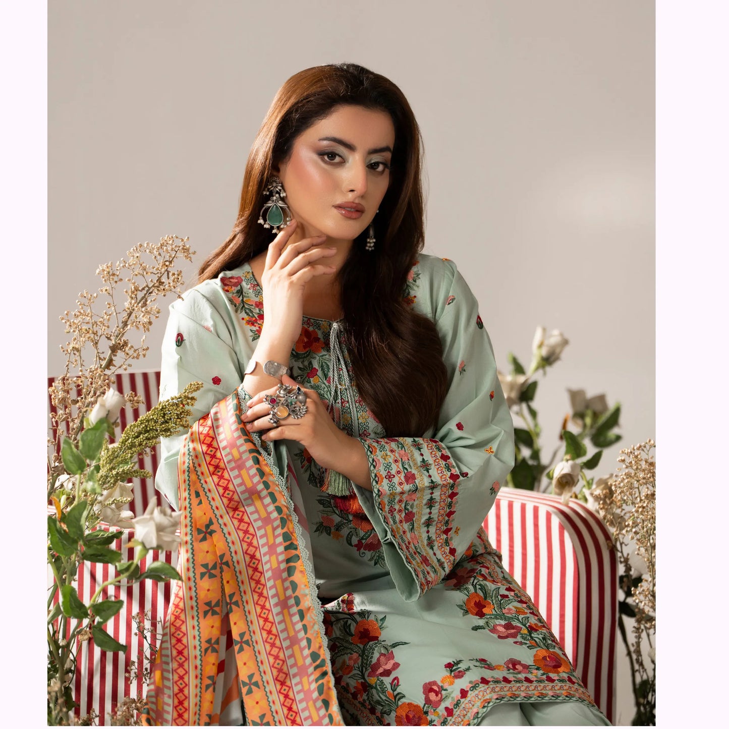 KC-1581 "AYRA" Embroidered Cambric Cotton Collection by Karma Collection