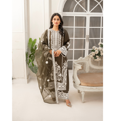 UA-53 Embroidered Viscose Linen 3 Pc Pakistani Dress | Ready to wear | UMNAA
