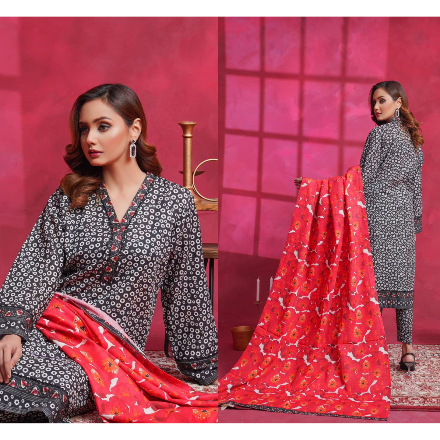 (Multi) Printed Khaddar Dress  |3 Pc| Winter Collection | Hayats
