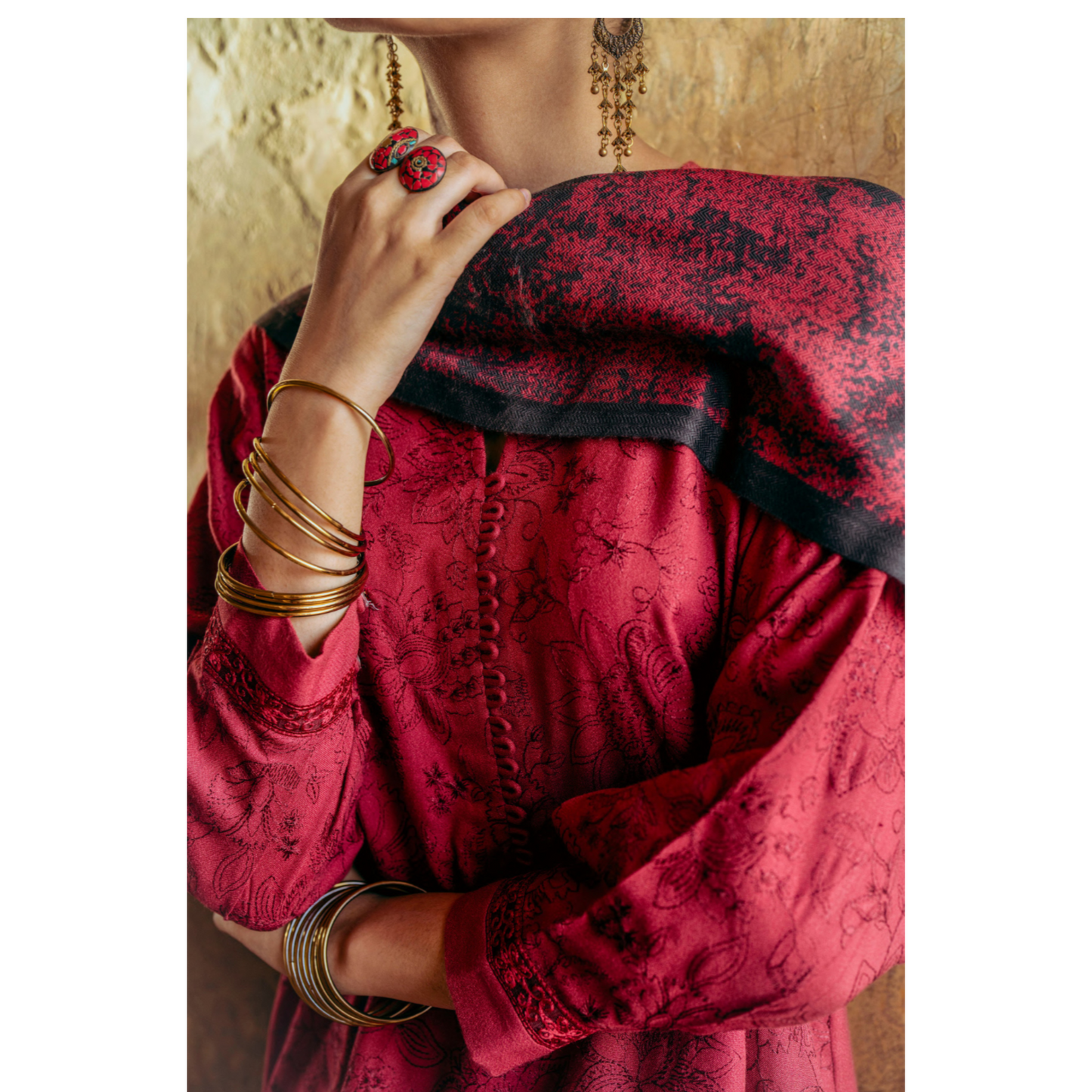 (Red) Embroidered Dhanak Collection Pc Ready to Wear by Casuallite