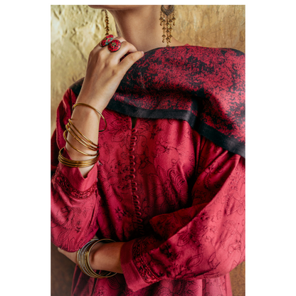 (Red) Embroidered Dhanak Collection Pc Ready to Wear by Casuallite