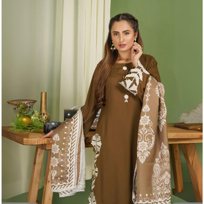 3 Pc Winter Linen Collection with Wool Shawl | Winter Collection | SIMRANS