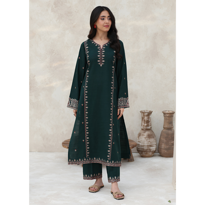 UA-28 2 Pc Embroidered Dhanak Pakistani Co-Ords Set Dress | UMNAA