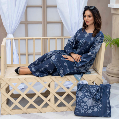 2 Printed Pakistani Co-Ords Set with Bag | Ready to Wear | Raniya.h | UMRAH0901