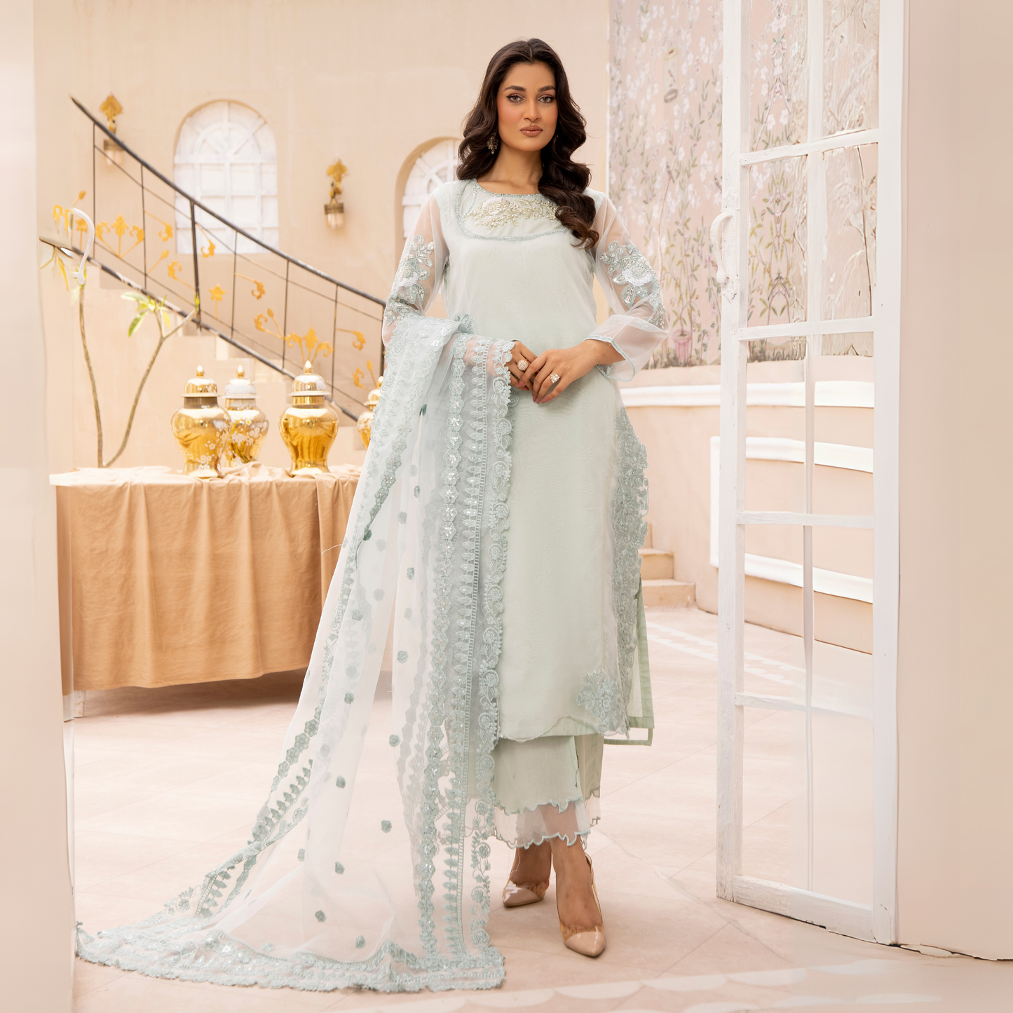UMS-13 3 Pc Mother & Daughter Luxury Cambric Cotton by Simrans