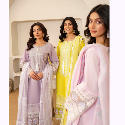 UKC-34 Embroidered Cambric Cotton Dress Ready to Wear 3 Pc - Karma Collection