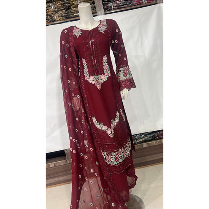 UA-65 3 Pc Luxury Embroidered Chiffon Collection- Umnaa
