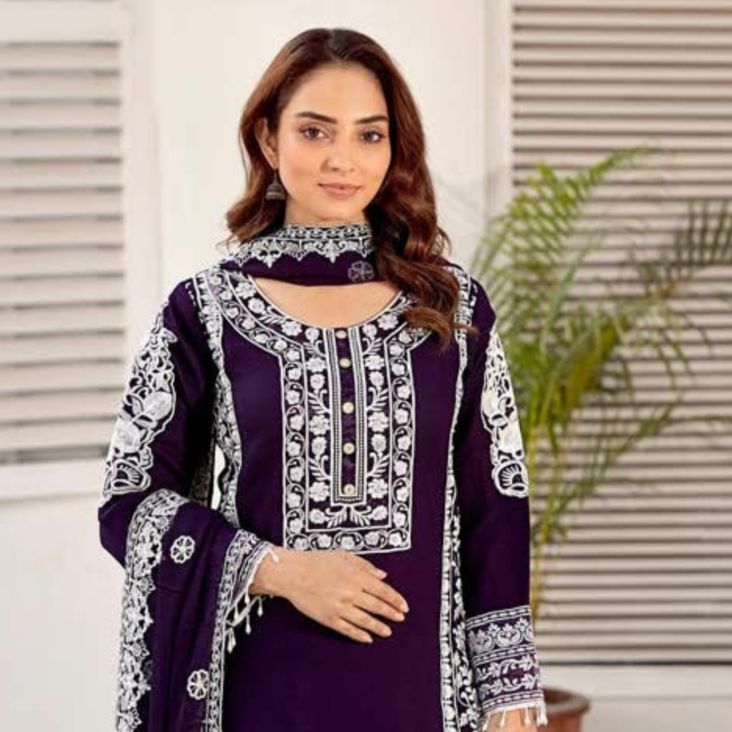 UMRZ-43 Luxury Handwork Embroidered Chiffon Dress 3 Pc |Ready to Wear| Rangz