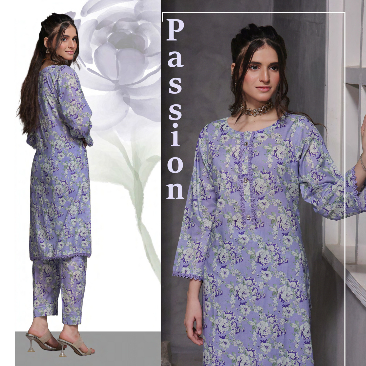 2 Pc Ready to wear Printed Lawn Co-Ords Dress - Saphron