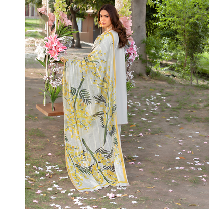 UHE-51 (Beige) 3 Pc Embroidered Cambric Cotton trending Farshi Shalwar ready to wear Dress | Summer Wear | Heera's