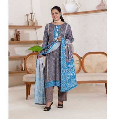 UA-106 Printed "Ajrak Style" Linen Collection by UMNAA
