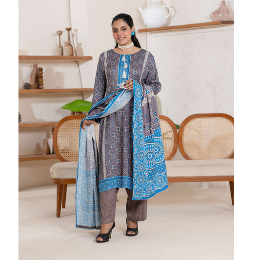 UA-106 Printed "Ajrak Style" Linen Collection by UMNAA