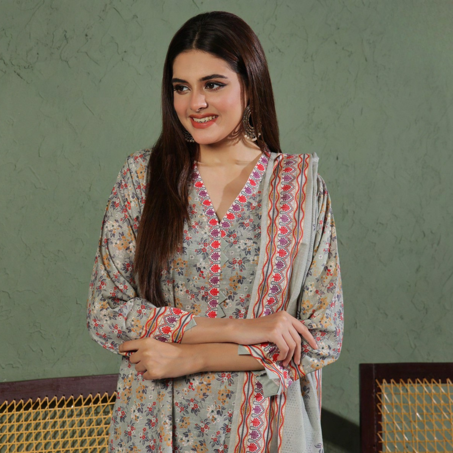 USN-15 Printed Khaddar 3 Pc Collection Set by Saphron