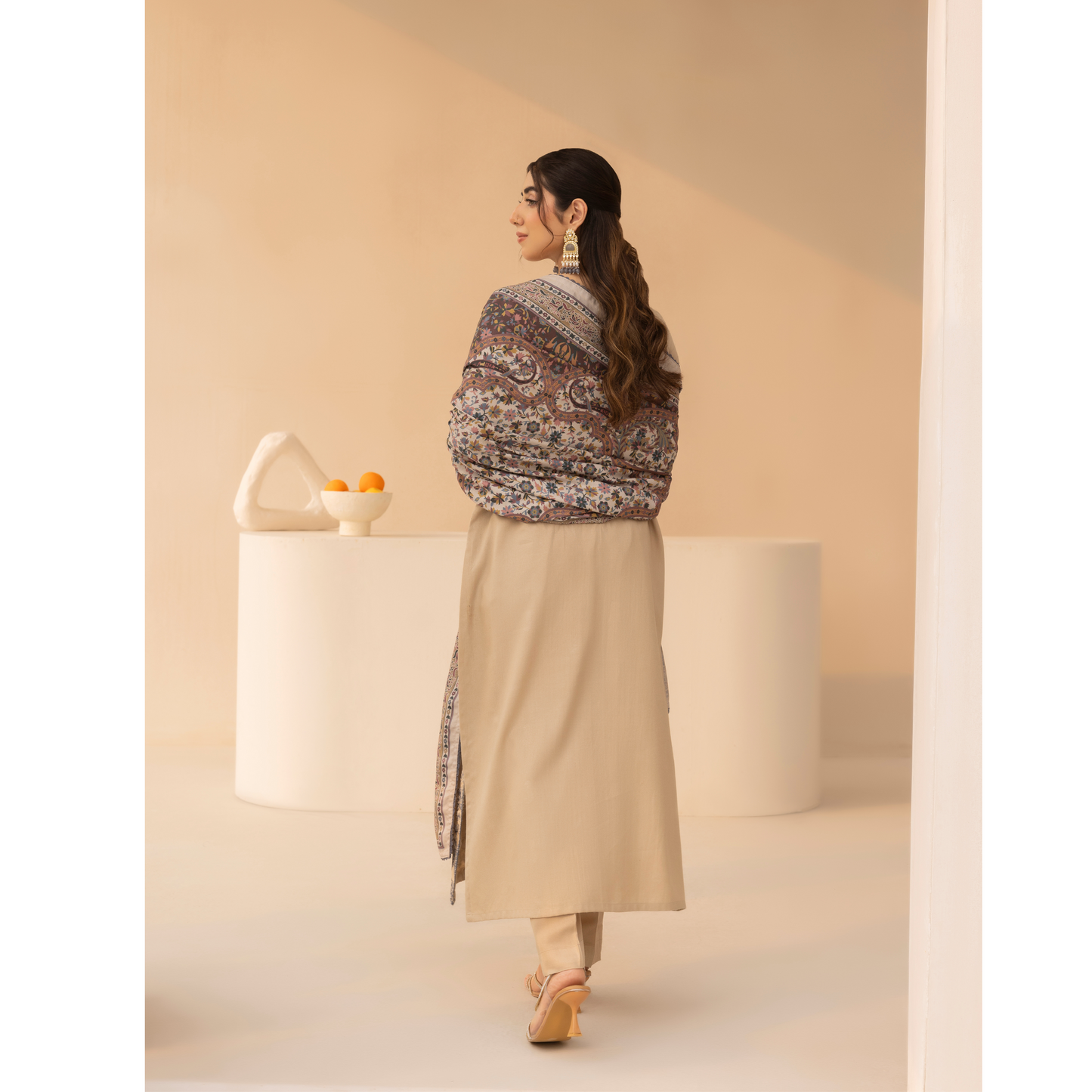 UMS-36 Anya by Simrans Embroidered Dhanak Dress with Winter Shawl | Ready to Wear | Asian Clothes