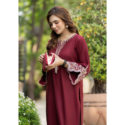 UZA-01 Rang e Elegance by Zaaria 2 Pc Embroidered Dhanak Co-Ords Set