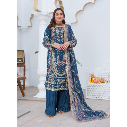UA-115 Luxury Embroidered Festive Chiffon Collection | Ready to Wear | Umnaa