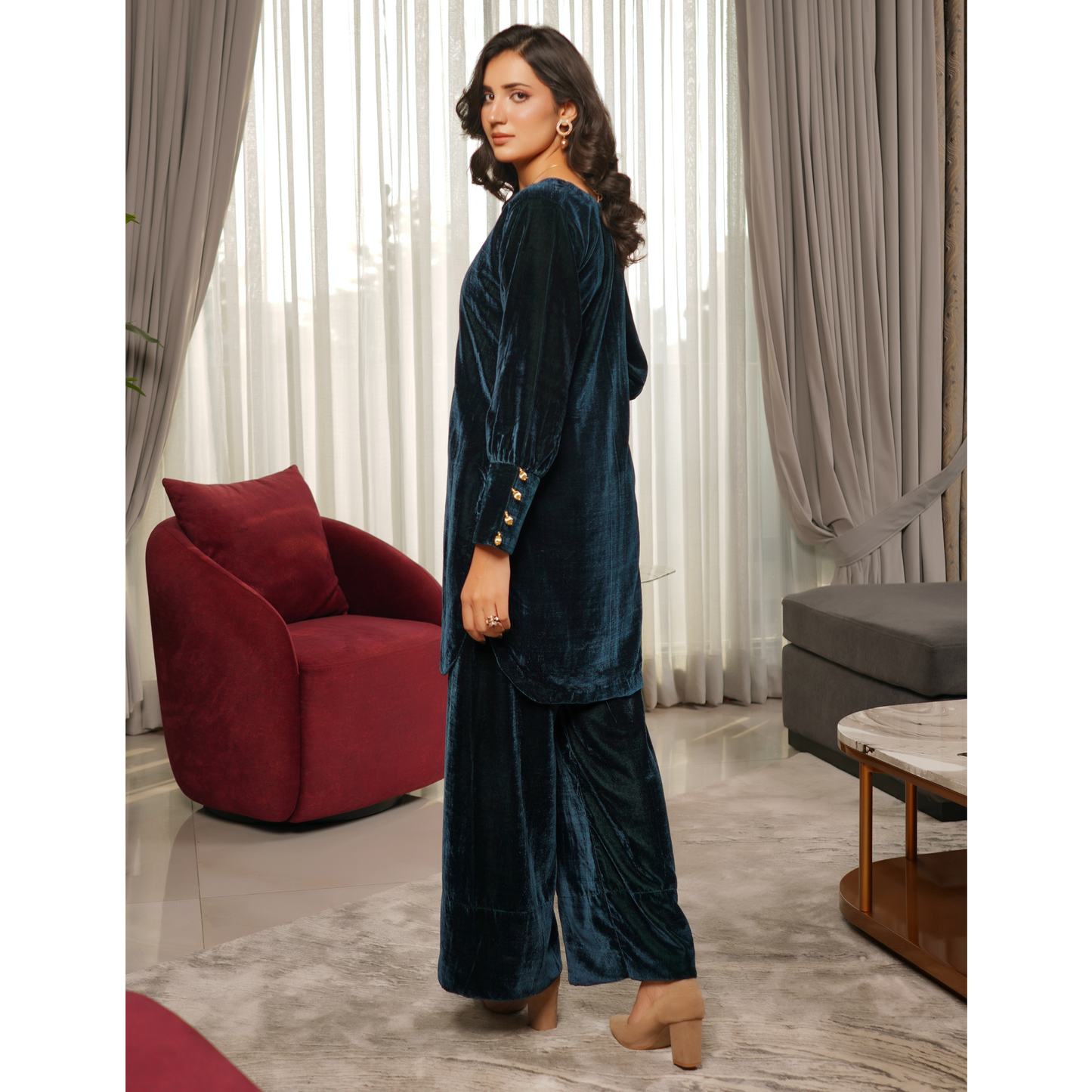 UMS-44 Coco by Simrans Velvet Co-Ords set | Ready to Wear | Asian Clothes