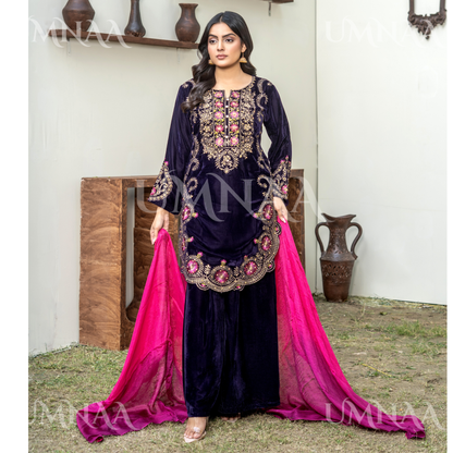 UA-141 3 Luxury Velvet Sharara collection by Umnaa