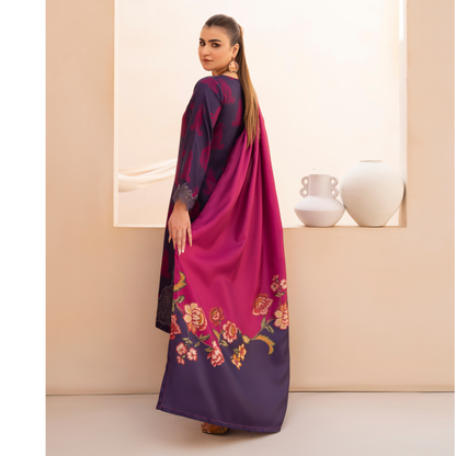 RA-24 Embroidered Printed Dhanak dress with Wool Shawl  by Raniya.h