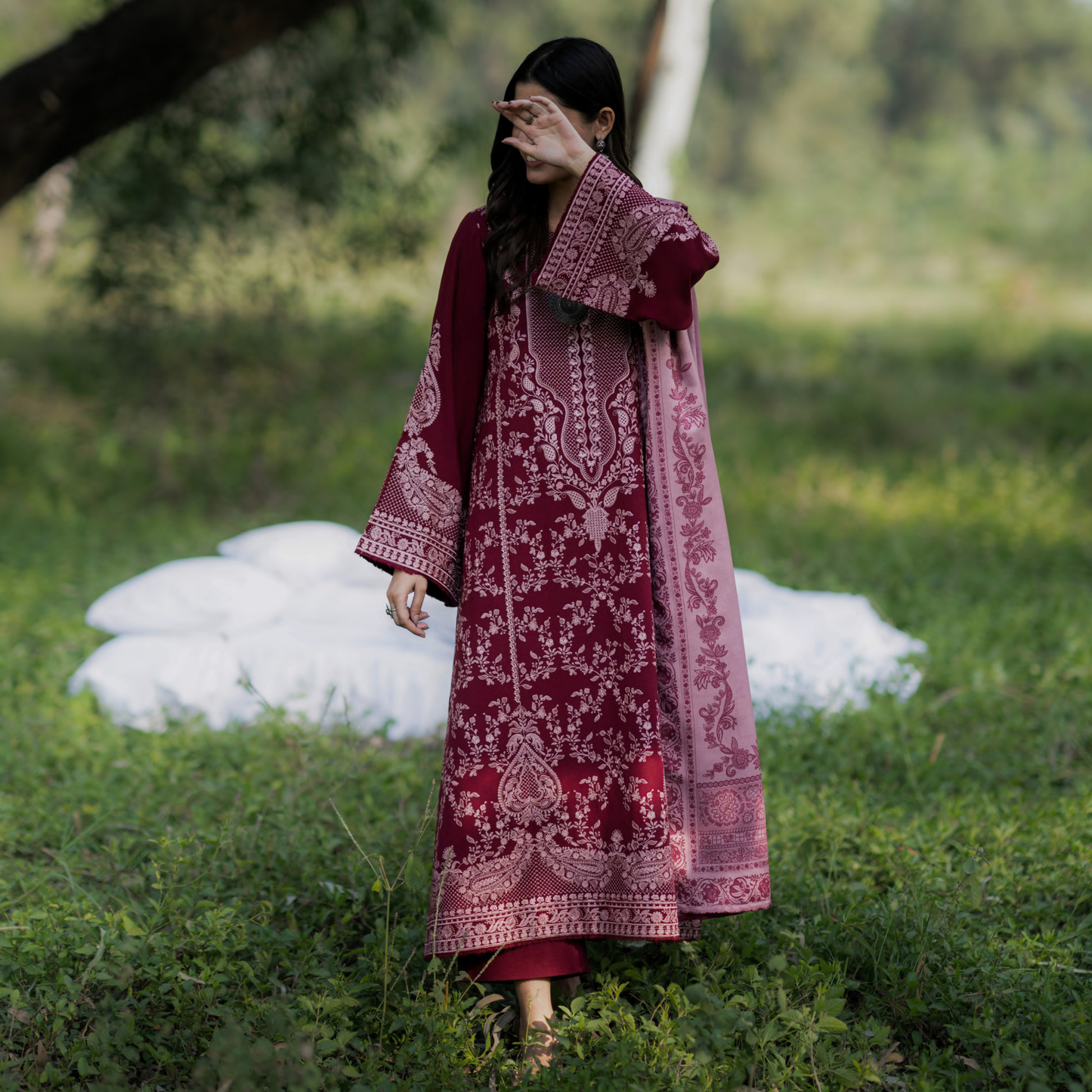 UCA-32 "Khunki" Embroidered Dhanak with Pashmina Wool Shawl Winter Collection by Casuallite