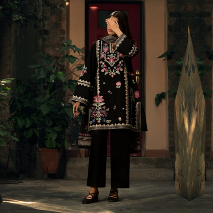 UCA-33 "Shadows" Embroidered Khaddar with Wool Shawl Winter Collection by Casuallite