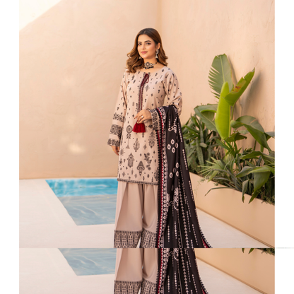 "Mishaal" Khat Edition Luxury Embroidered Farshi Shalwar 3 Piece by Karma Collection