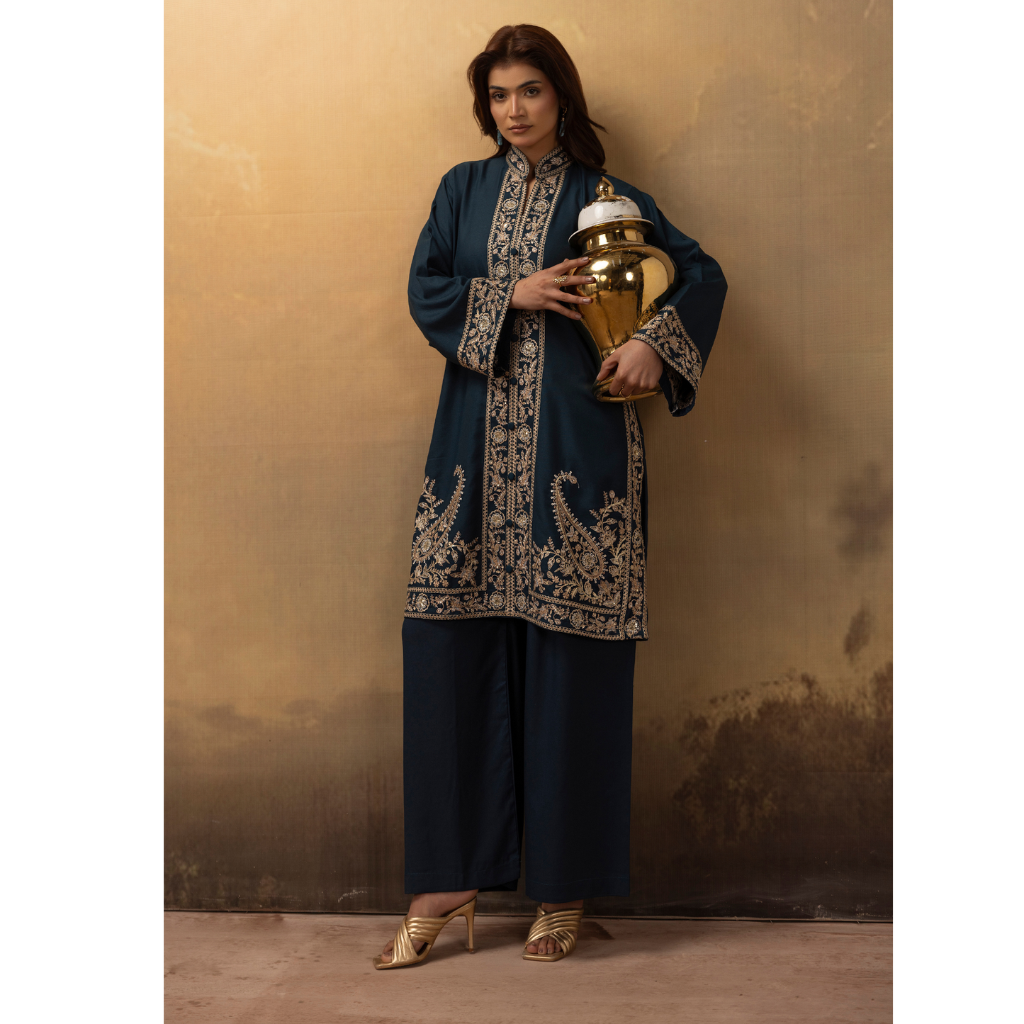 UMS-48 Embroidered Dhanak 2 Pc Co-Ords Set by Simrans