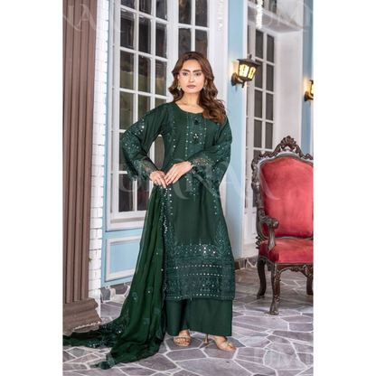 UA-159 Embroidered Dhanak Collection by Umnaa