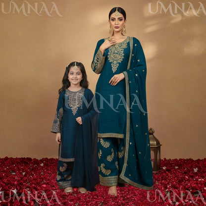 UA-168 Mother–Daughter Embroidered Viscose Matching Festive Collection by Umnaa
