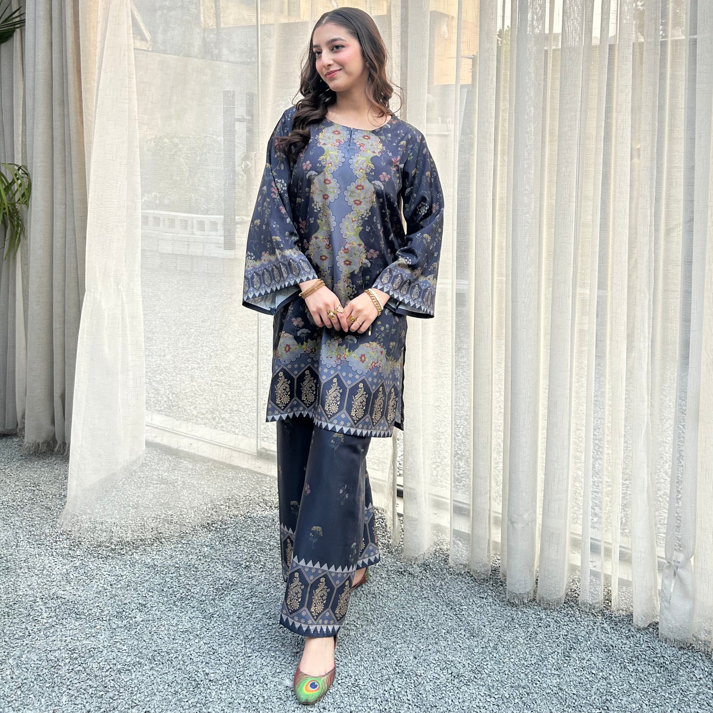 UA-169 Silk Printed Co-Ords Set by Umnaa | Ready to Wear Modest fashion Asian