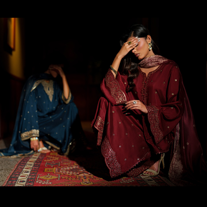 UCA-36 ELARA Festive Embroidered Viscose Dress with Printed Silk Dupatta | Women’s Festive Wear Pakistani Designer Outfit by Casuallite