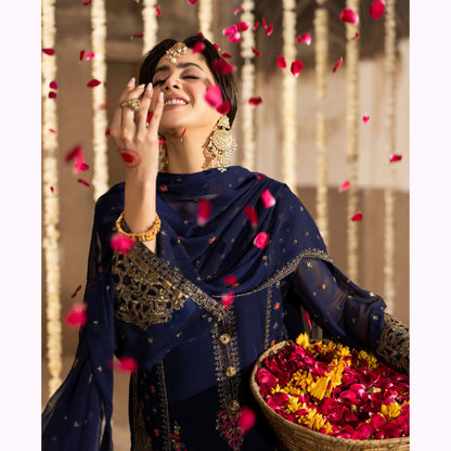 F-521 "Saj Dhaj" Embroidered Georgette Collection by Karma Collection