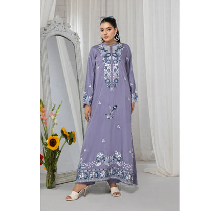 UTT-22 Embroidered Viscose Linen Kaftan Style 2 Piece Co Ord Set Collection by Traditional Thread