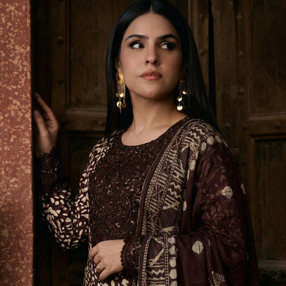 UA-198 Embroidered Printed Poly Silk Lawn Collection by Umnaa | Ready to Wear | Asian Clothes