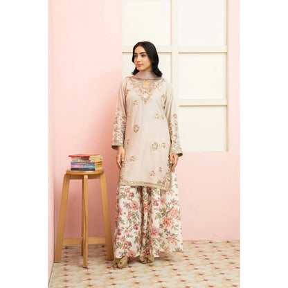 UMRZ-60 Maharani Festive Embroidered Linen with printed Sharara collection by Rangz | Ready to Wear Pakistani Asian clothes