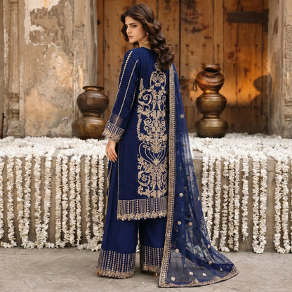 U-73 3 Pc women's Embroidered Chiffon salwar kameez Pakistani Indian fashion Traditional Womenswear Festive collection-UMNAA