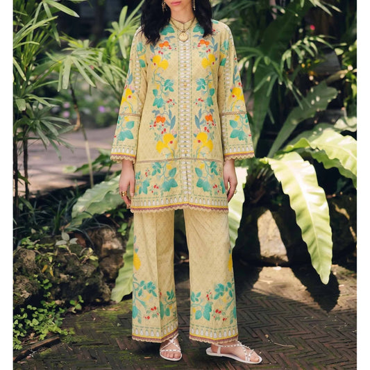 USN-21 Printed Lawn 2 Piece Co-Ord Set for Women | Soft Summer Casual Wear by Saphron