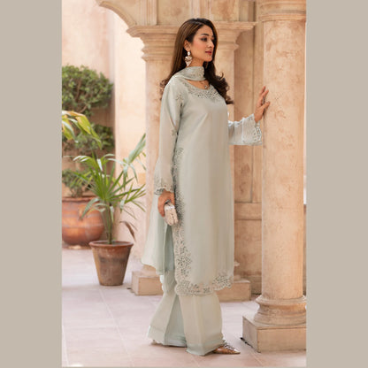 RA-36 Embroidered Sheesha Silk 3 Piece Suit | Premium Embroidered Silk Dress with Dupatta | Women's Party & Festive Wear