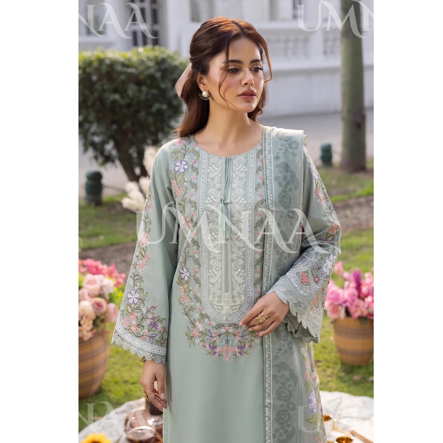 UA-246 Embroidered Cotton 3 Pc Collection Ready to Wear Pakistani Asian clothes by Umnaa