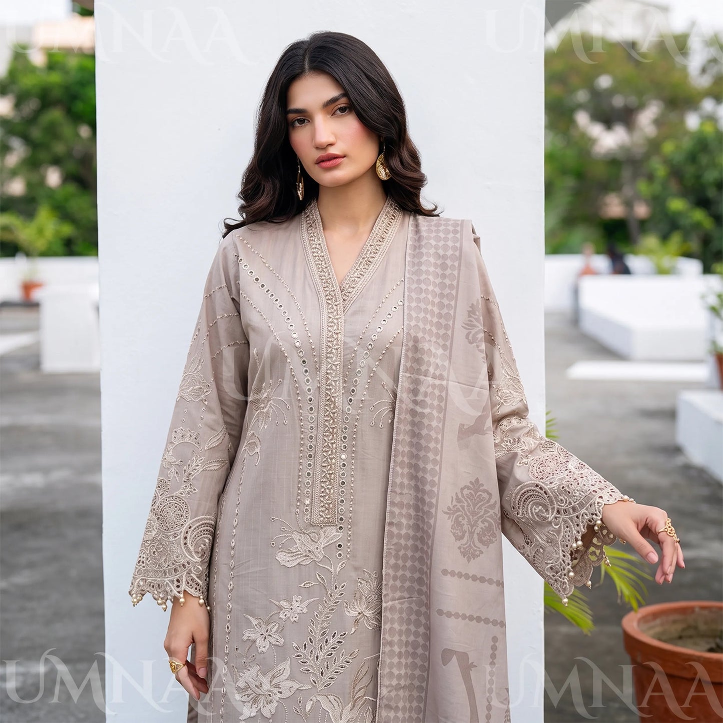 UA-272 Embroidered Cambric Cotton 3 Pc Collection | Umnaa