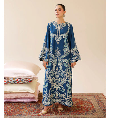 UAL-02 Embroidered Kaftan Raw Silk Co-Ord Set 2 Pc | Adan's Libas