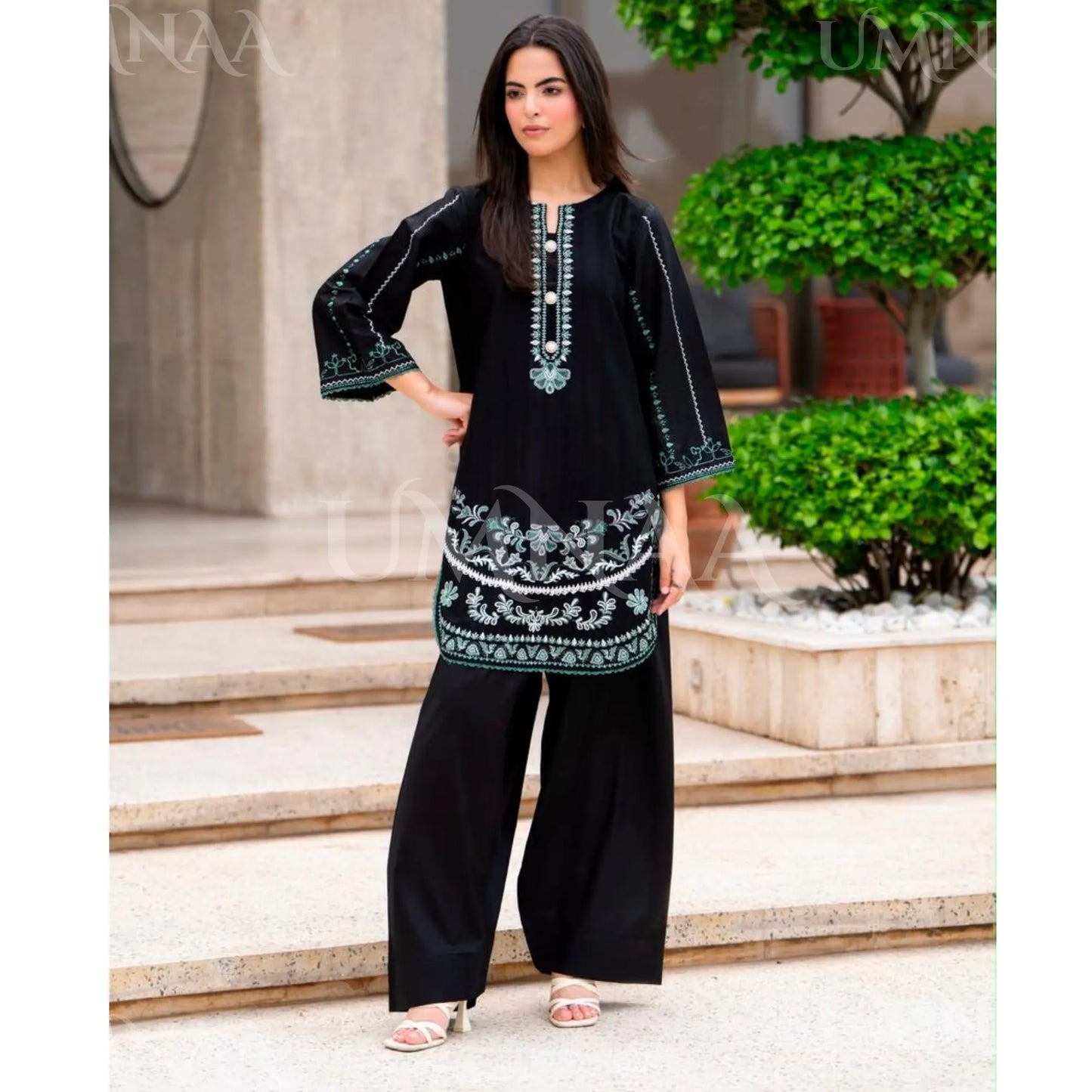 UA-277 Embroidered Trendy Cotton Co-Ord Set | Umnaa