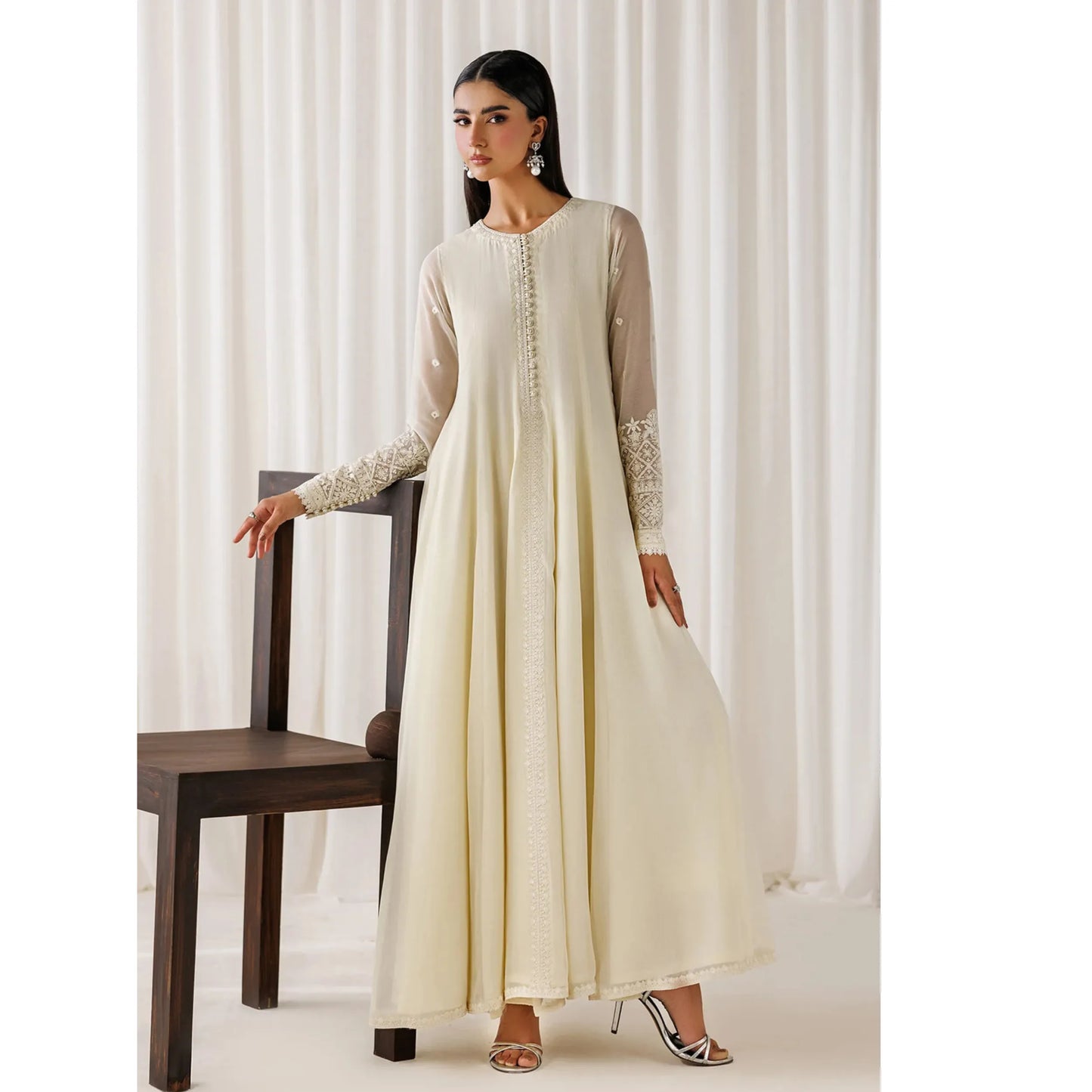 UA-281 Embroidered Chiffon Frock 3 Pc Collection | Umnaa